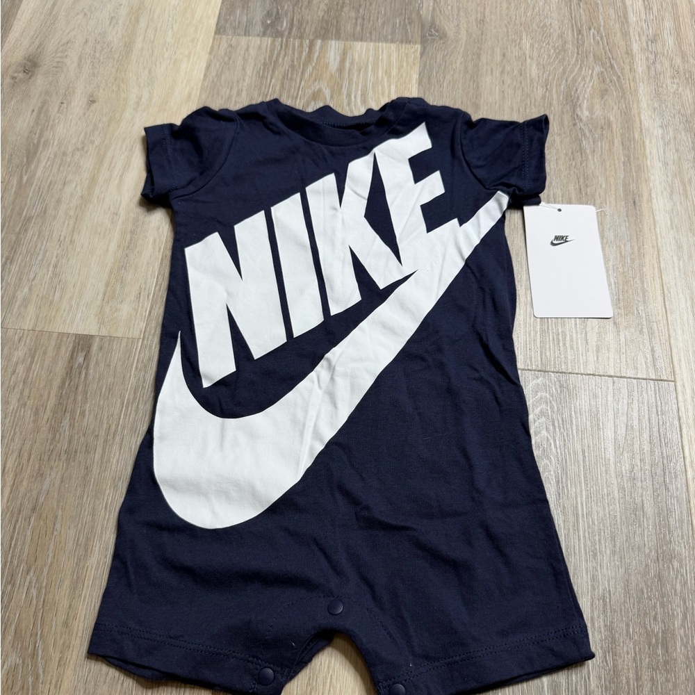 Nike Navy Infant Romper with White Logo
